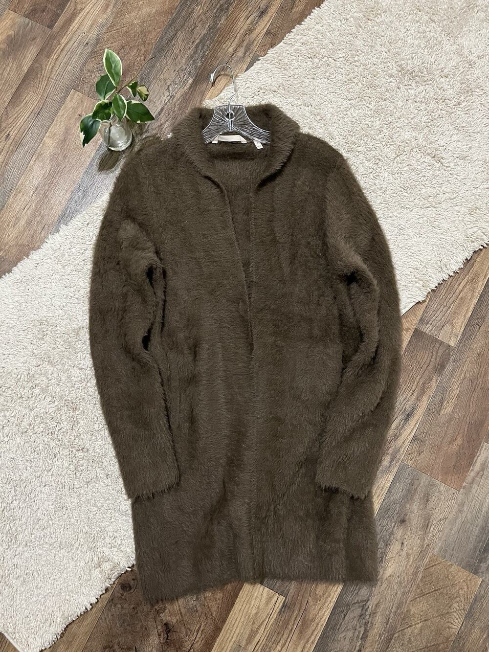 Soft Surroundings Medium Brown Faux Heavy Knit Maven Topper Cardigan Sweater